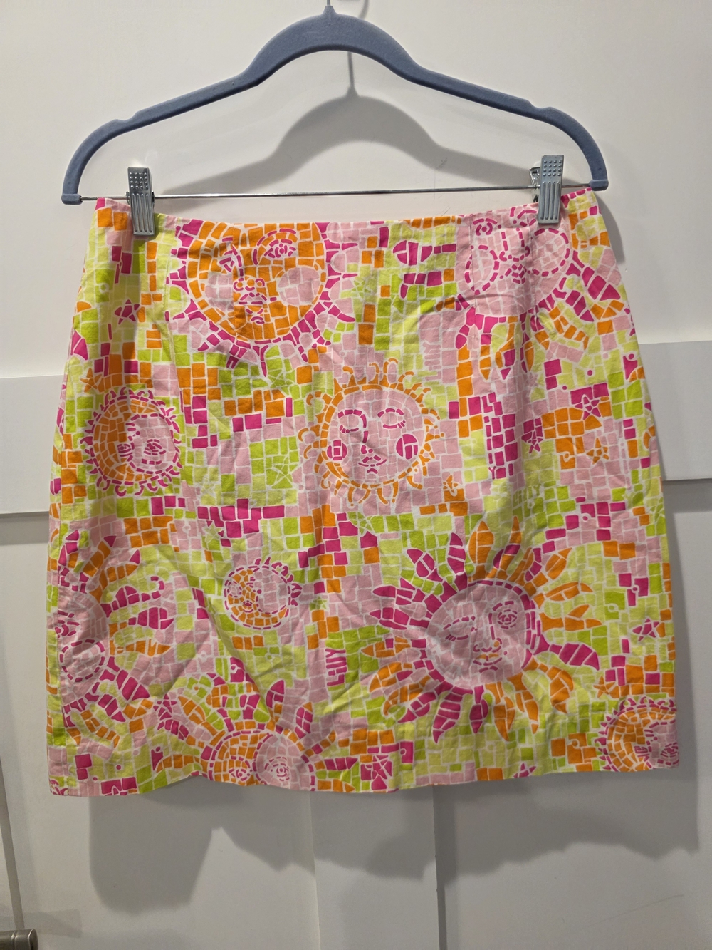 Lilly Pulitzer Skirt Vtg White Label Mosaic Sun Salute Mini 100% Cotton Size 10